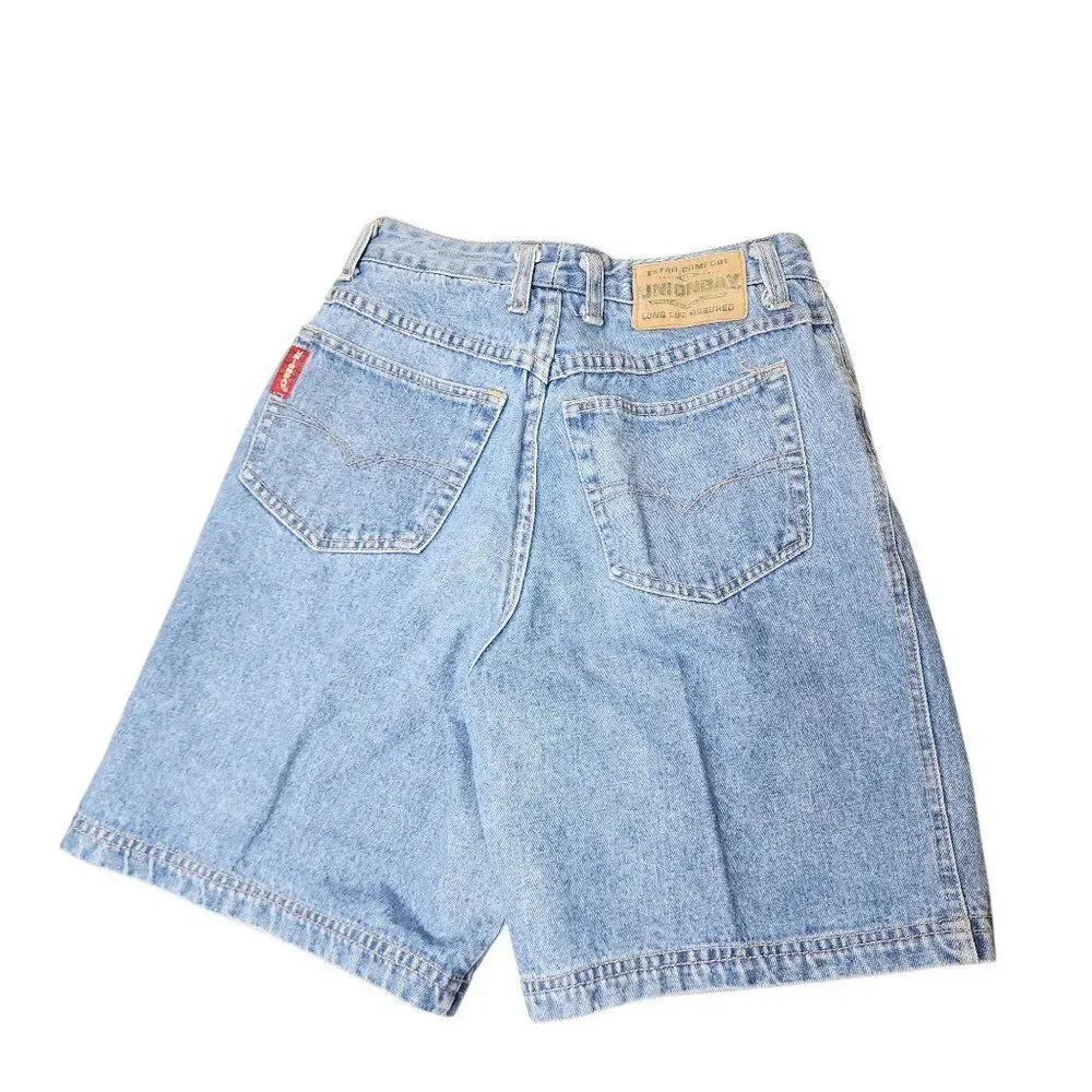 Vintage 90s Union Bay High Waisted Denim Shorts Womens S Blue Button Fly Acid Wa